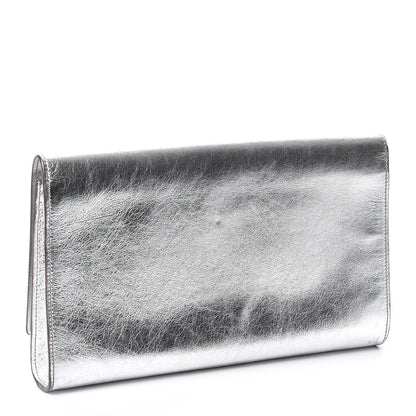 Saint Laurent Metallic Calfskin Monogram Large Belle De Jour Clutch Silver 2 of 9