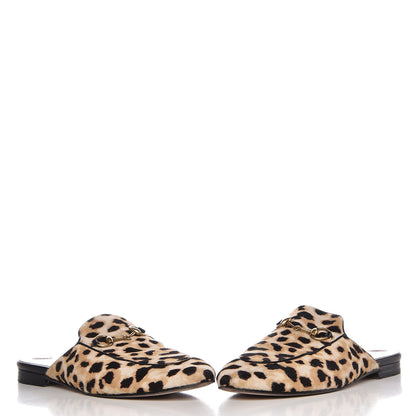 Gucci Calf Hair Leopard Print Womens Princetown Slippers 37.5 Naturale Black 5 of 10