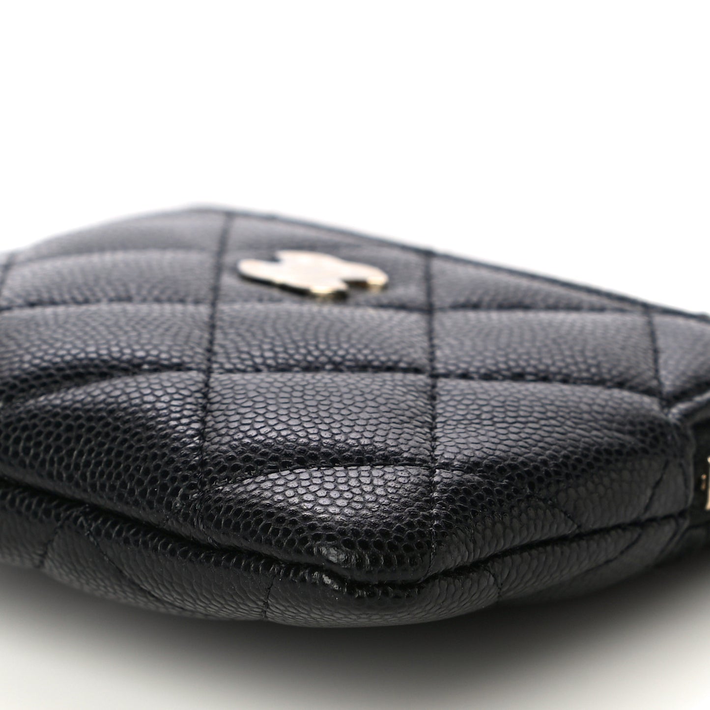 Caviar Quilted Zip Card Holder Wallet Black