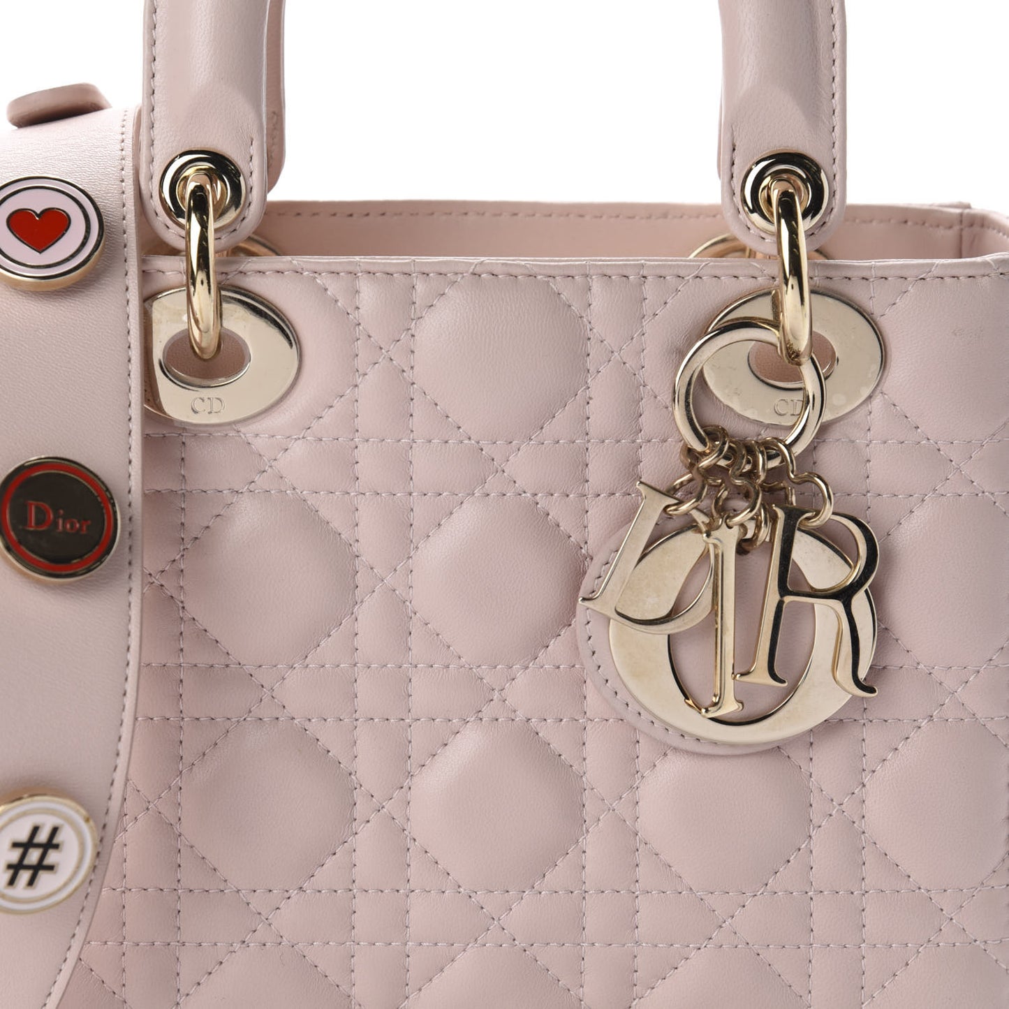 Lambskin Cannage Small Lucky Badges My Lady Dior Pink