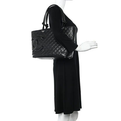 Chanel Calfskin Quilted Large Cambon Tote Black 2 of 13