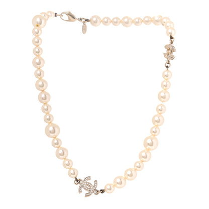 Chanel Crystal Pearl CC Short Necklace Gold 3 of 6