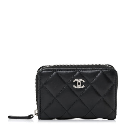Chanel Lambskin Quilted Zip Coin Purse Black 1 of 9