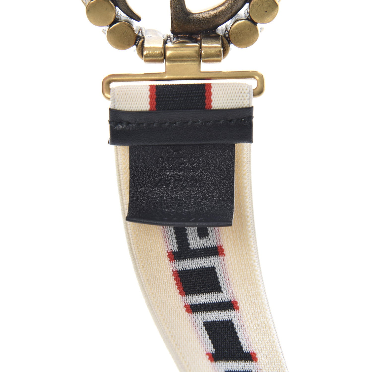 Gucci Jacquard Crystal Stripe Double G Belt 95 38 White 3 of 3