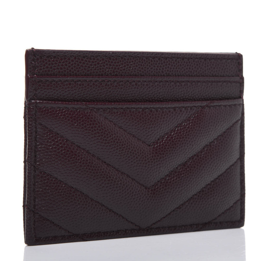 Grain De Poudre Matelasse Chevron Monogram Credit Card Case Rouge Legion