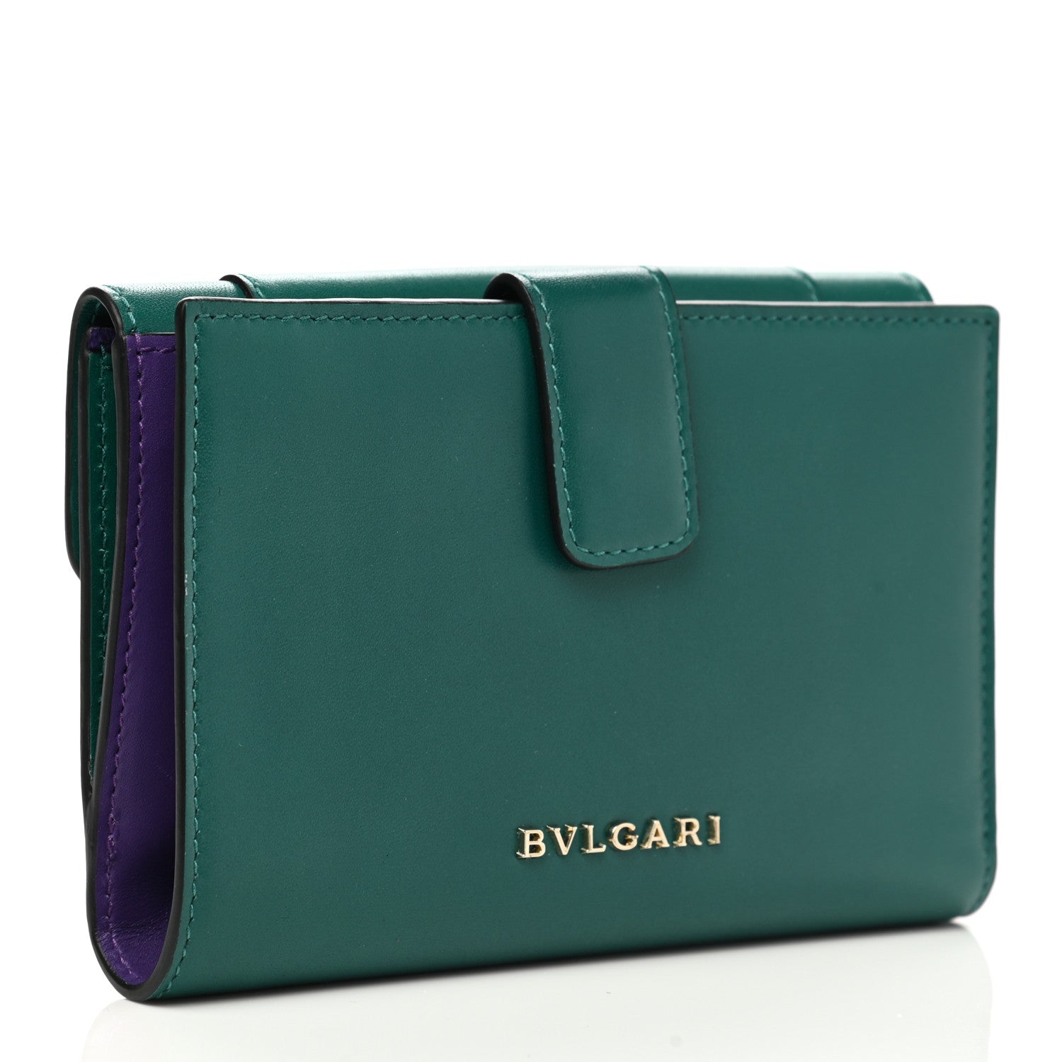 Bulgari Calfskin Serpenti Forever Bi-Fold Wallet Emerald Violet Amethyst 3 of 8