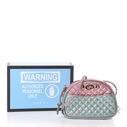 Gucci Laminated Nappa Trapuntata Mini Zumi Dome Shoulder Bag Rosa Lago Rame 10 of 10