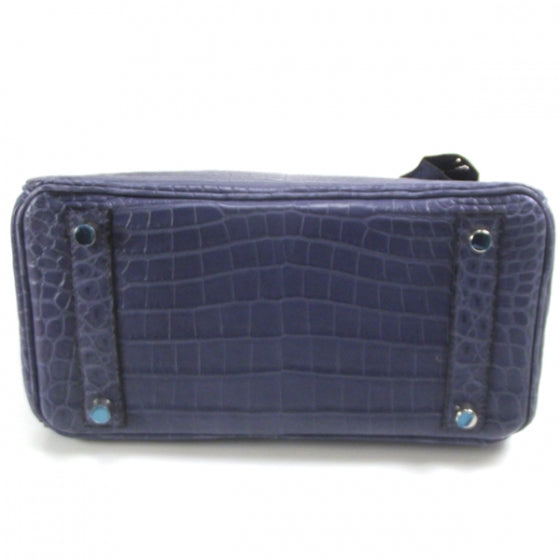 Hermes Niloticus Crocodile BIRKIN 25 Matte Bleu Brighton Palladium 4 of 12