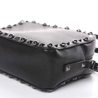 Valentino Garavani Grained Calfskin Onyx Rockstud Rolling Camera Crossbody Bag Black 9 of 10