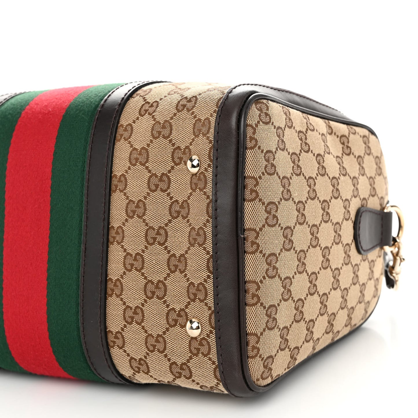 Monogram Selleria Calfskin Vintage Web Medium Boston Beige Ebony Cocoa