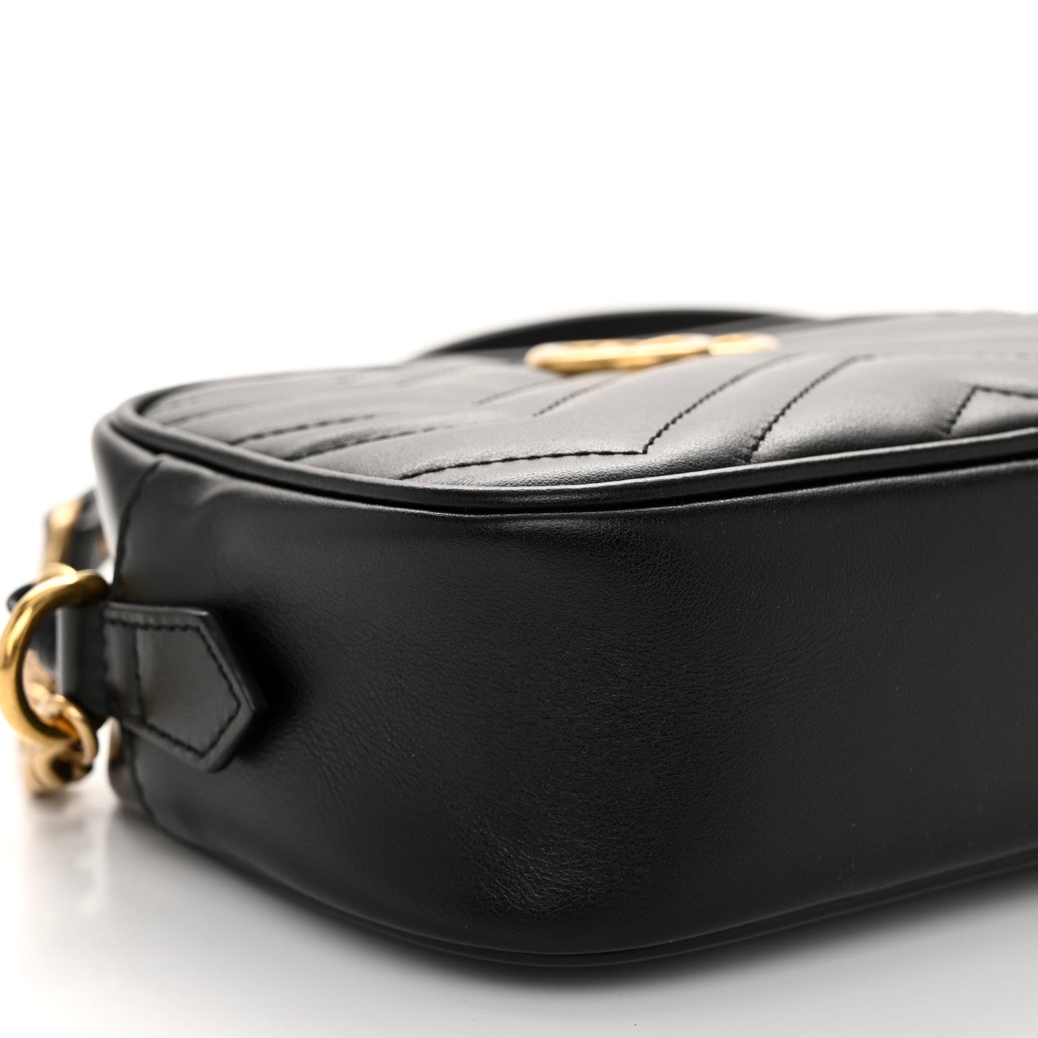 Gucci Calfskin Matelasse Mini GG Marmont Chain Shoulder Bag Black 9 of 10