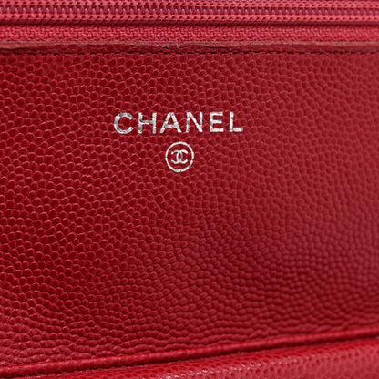 Chanel Caviar Quilted Wallet on Chain WOC Red 6 of 10