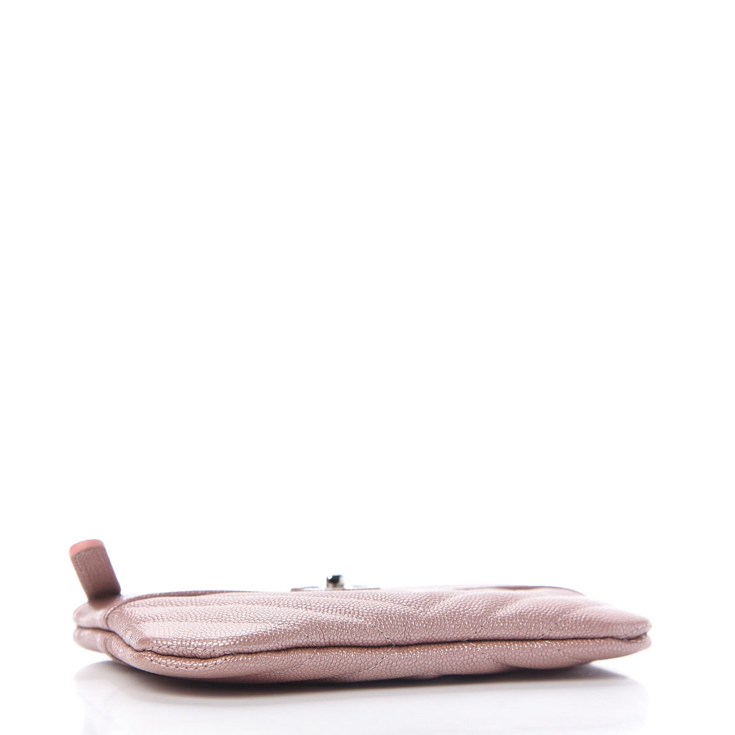 Metallic Caviar Chevron Quilted Small Vintage Mademoiselle Cosmetic Case Pink
