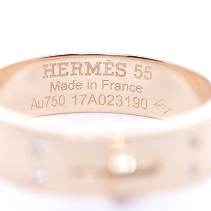 Hermes 18K Rose Gold Diamond PM Kelly Ring 55 7.25 3 of 3