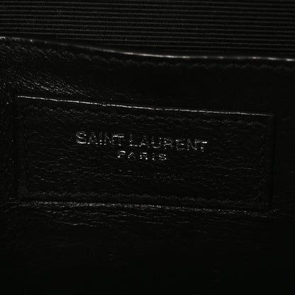 Saint Laurent Grain De Poudre Textured Mixed Matelasse Triquilt Small Monogram Satchel Black 6 of 11