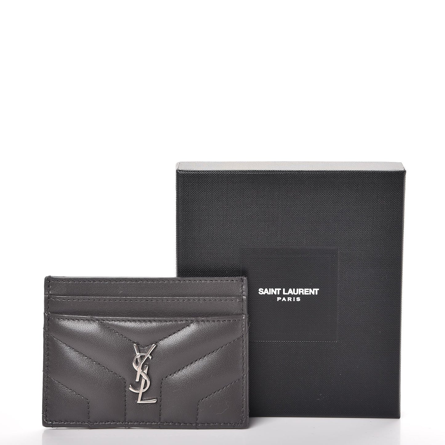Calfskin Y Quilted Monogram LouLou Credit Card Case Asphalt