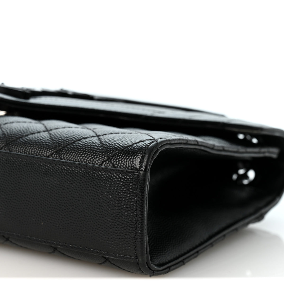 Grain De Poudre Textured Mixed Matelasse Triquilt Medium Monogram Monochrome Satchel Black