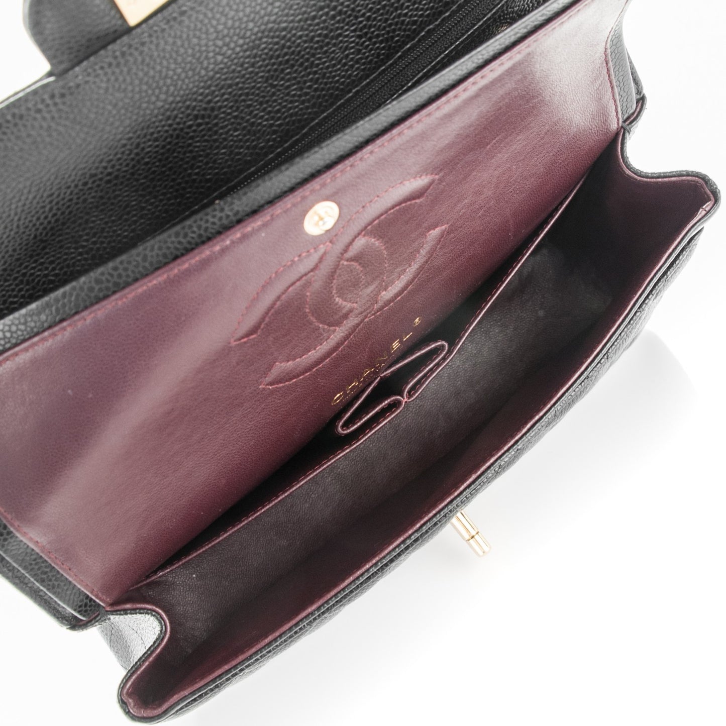 Caviar Quilted Medium Double Flap Black