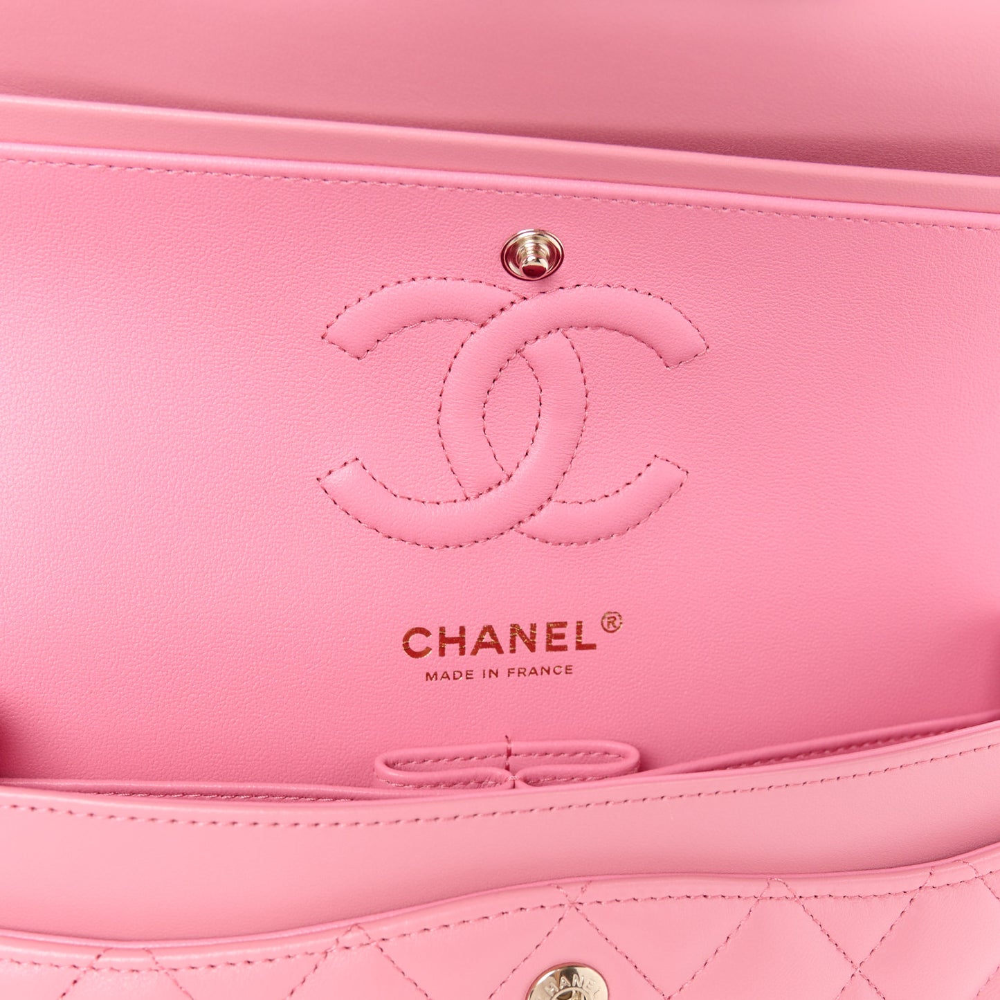 Lambskin Quilted Small Double Flap Pink