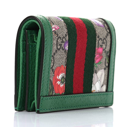 Gucci GG Supreme Monogram Flora Web Ophidia Card Case Green 3 of 7