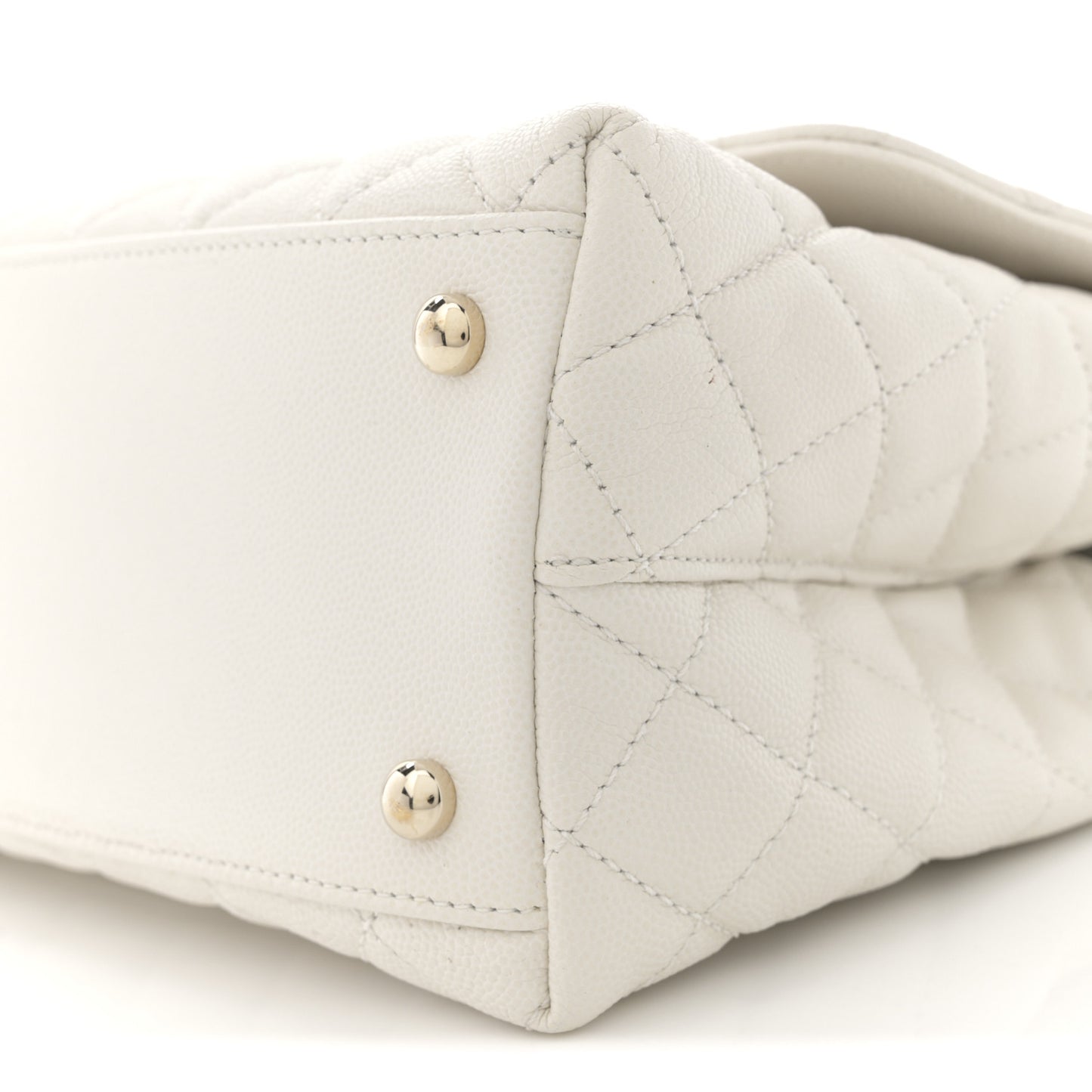 Caviar Quilted Small Coco Handle Flap White