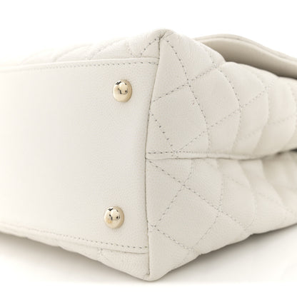Chanel Caviar Quilted Small Coco Handle Flap White 10 of 12