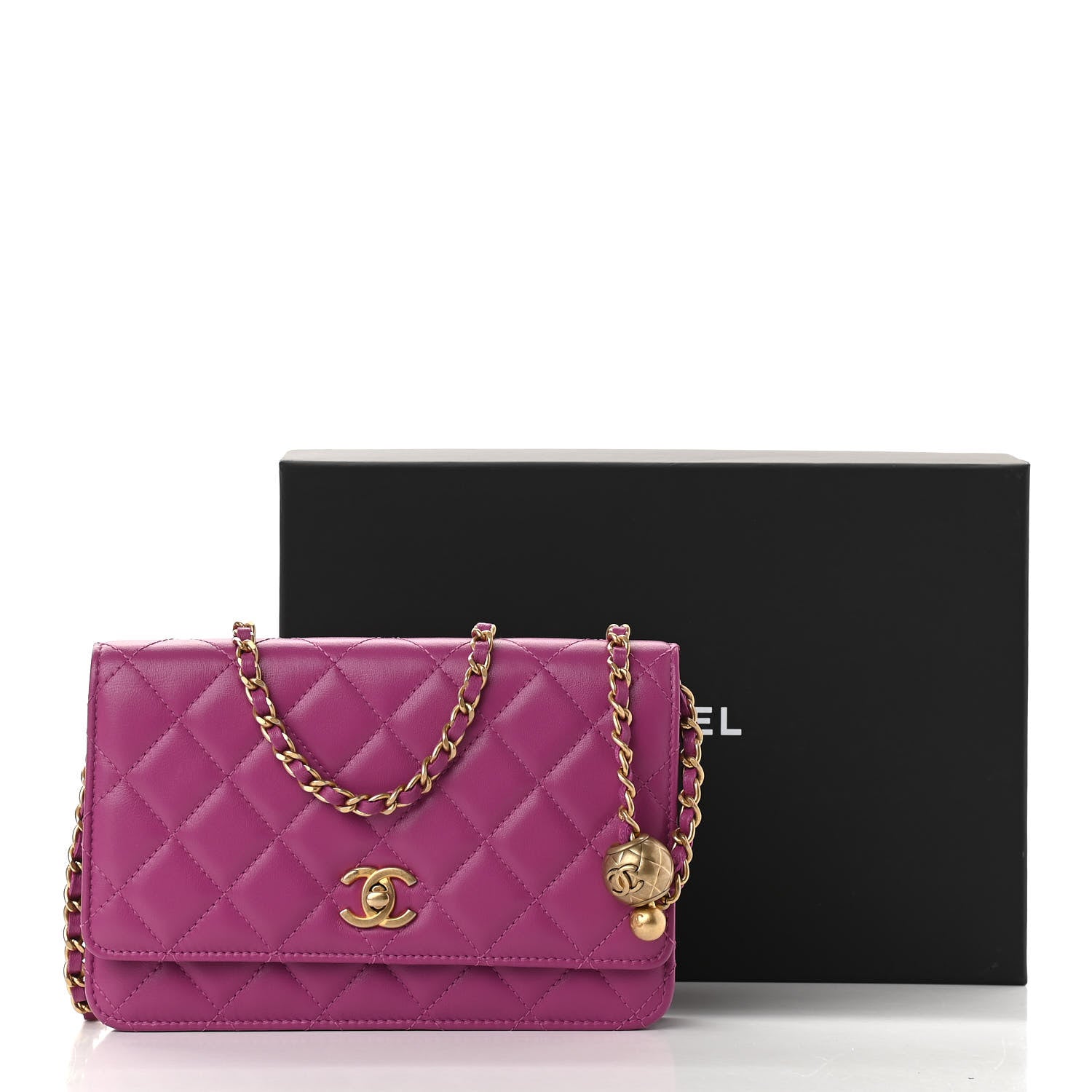 Chanel Lambskin Quilted Pearl Crush Wallet on Chain WOC Pink 11 of 11