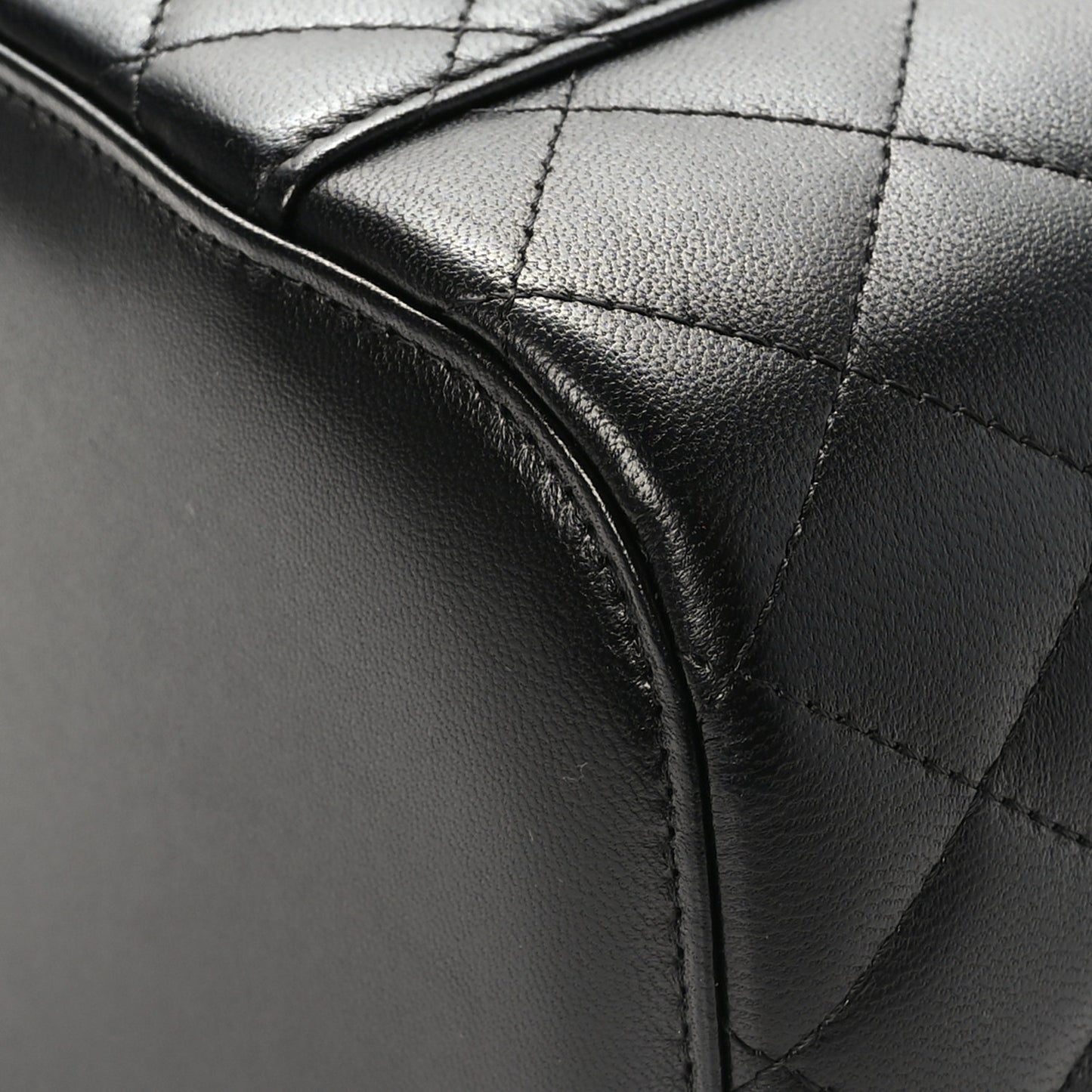 Lambskin Quilted Large Vanity Pouch Black