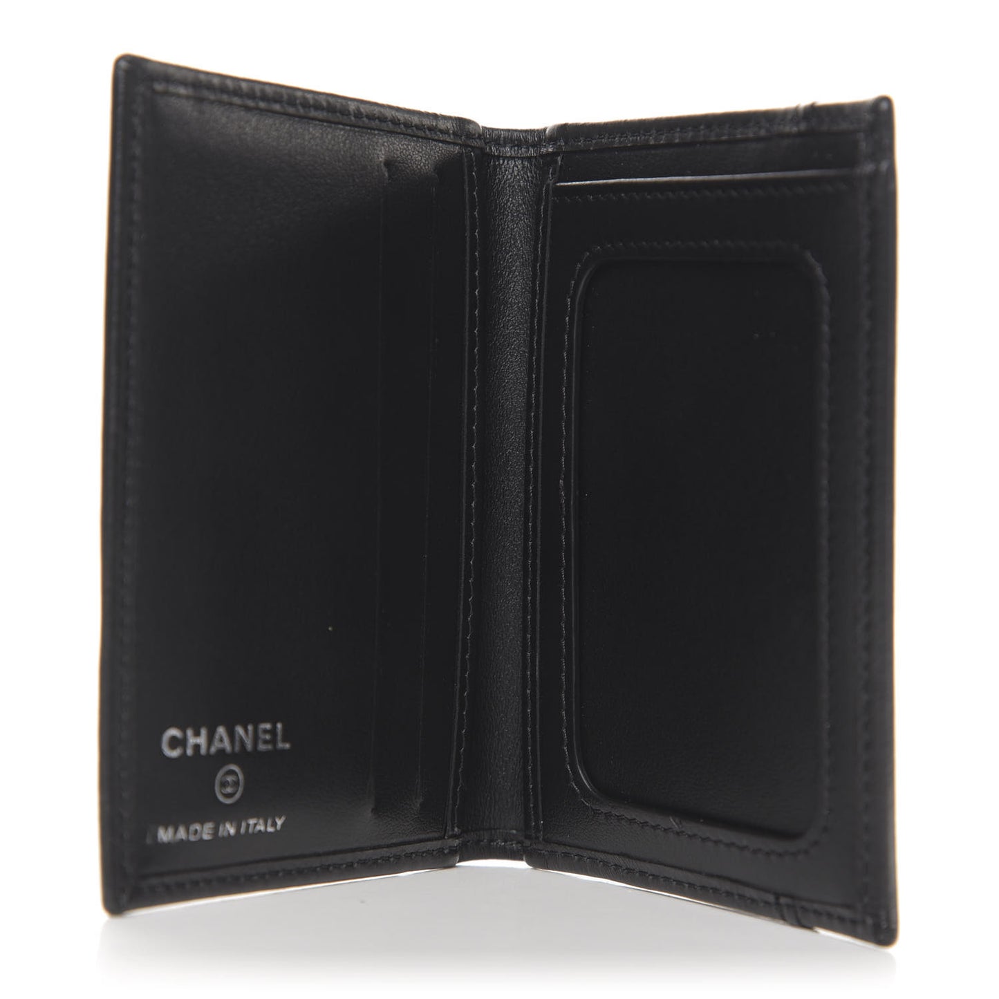 Lambskin Quilted Card Holder Wallet Black