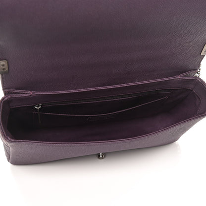 Chanel Washed Caviar Quilted Large Turn Around Ligne Flap Dark Purple 6 of 8