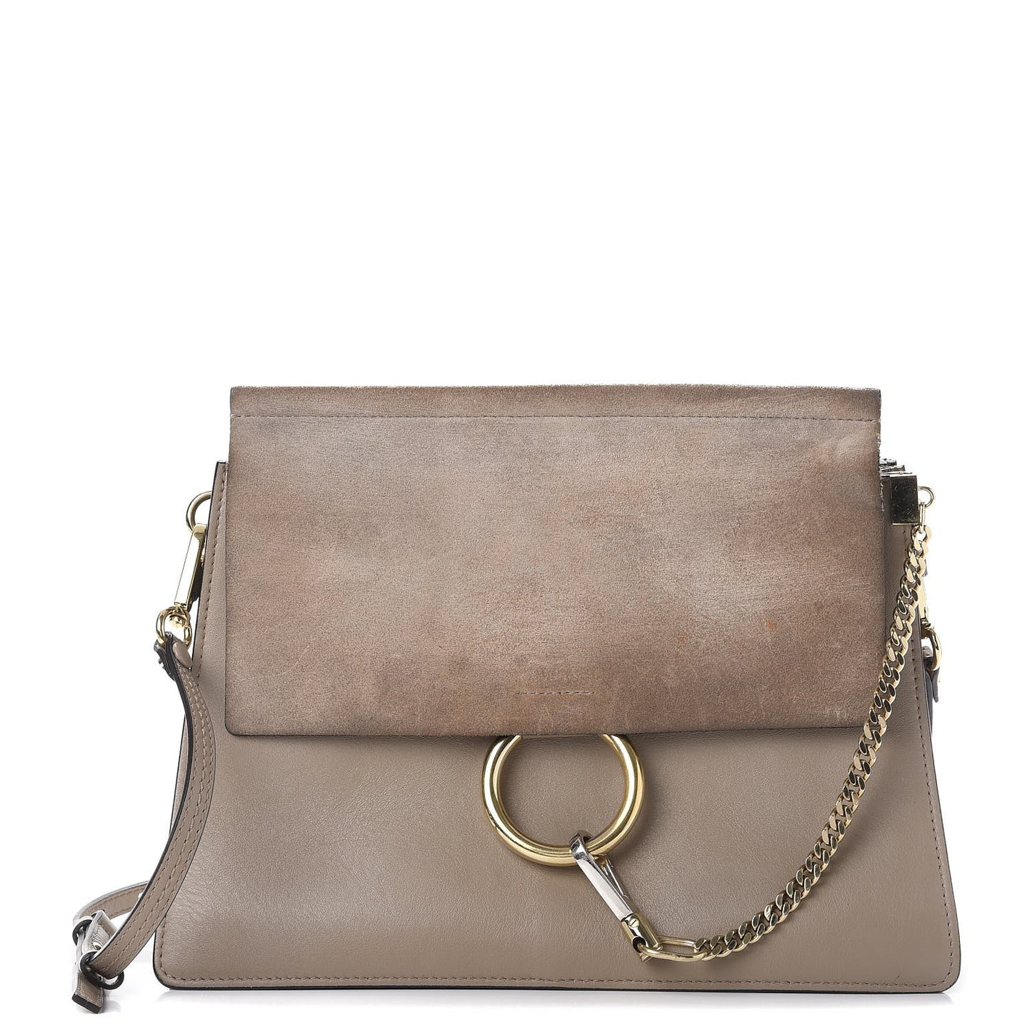Calfskin Suede Medium Faye Shoulder Bag Motty Grey