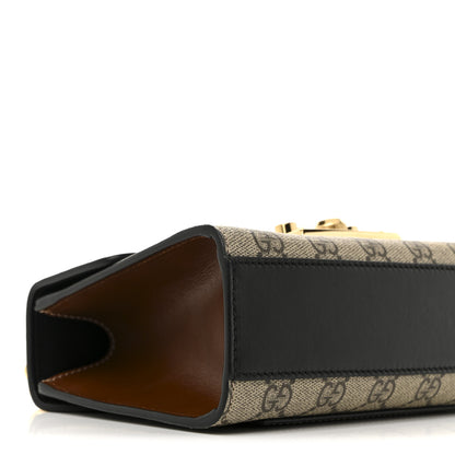 Gucci GG Supreme Monogram Calfskin Small Padlock Shoulder Bag Beige Black Cuir 9 of 12