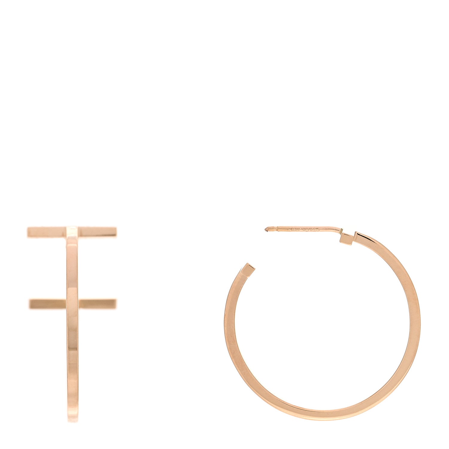 Tiffany 18K Rose Gold Medium T Wire Hoop Earrings 1 of 4