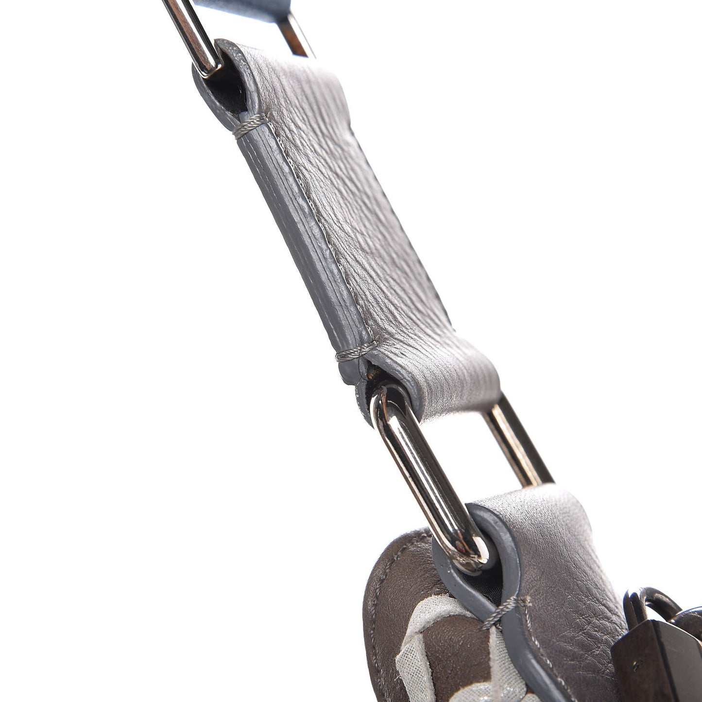 Calfskin Woven Large Boho Fringe Hobo Brown Grey