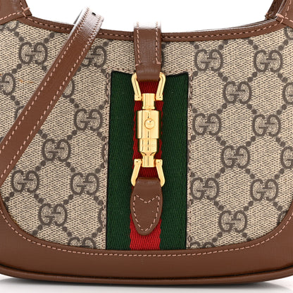 Gucci GG Supreme Monogram Azalea Calfskin Web Mini Jackie 1961 Hobo Beige Ebony Brown Sugar 8 of 11