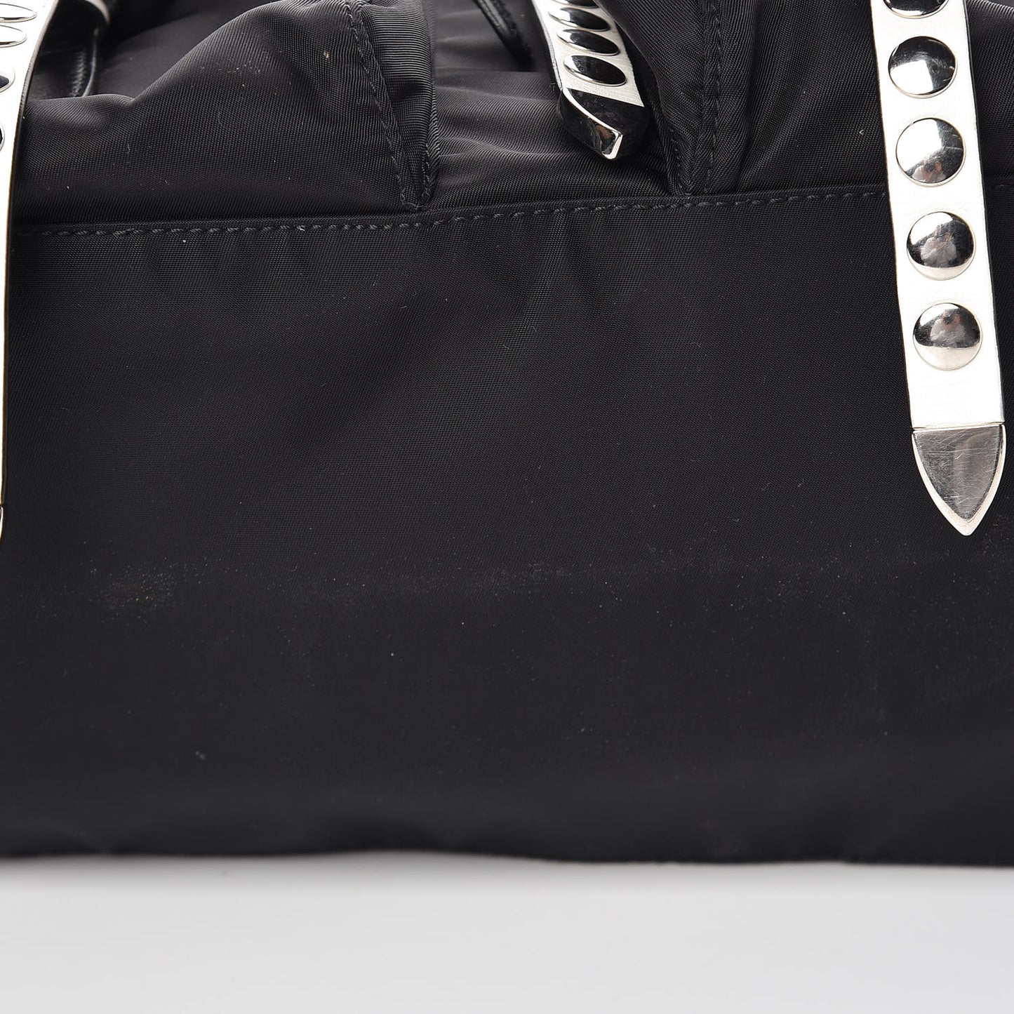 Nylon New Vela Studded Backpack Black White