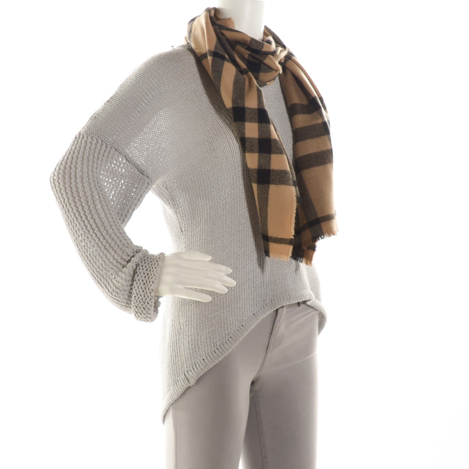 Burberry Wool Giant Check Scarf Beige 2 of 4