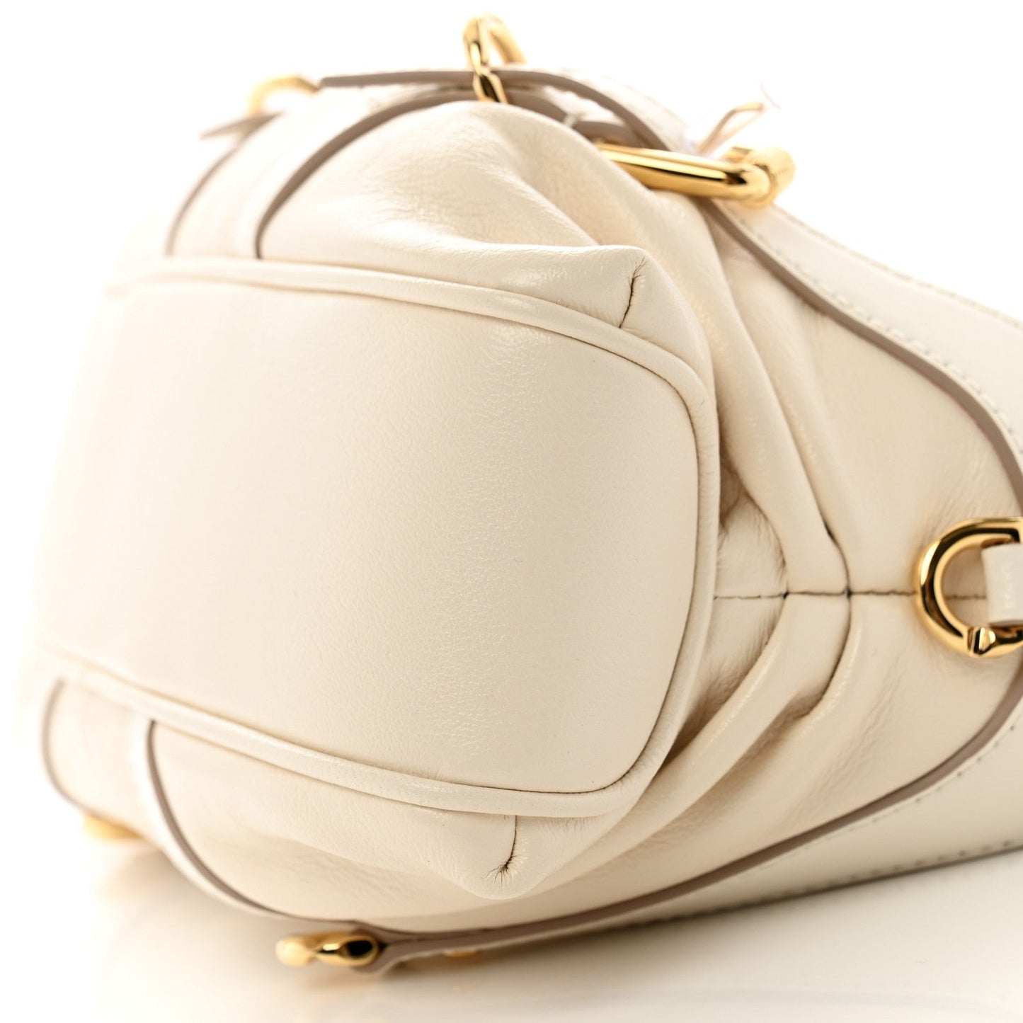 Tumbled Calfskin Voyou Harness Shoulder Bag White