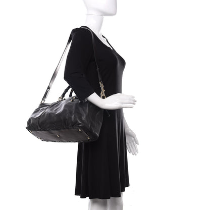 Gucci Calfskin Pop Bamboo Top Handle Tote Black 2 of 10