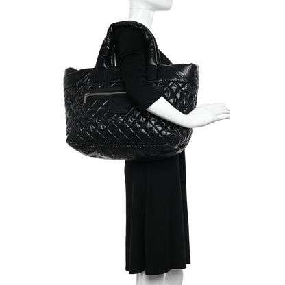 Chanel Nylon Quilted Large Coco Cocoon Tote Black 3 of 9