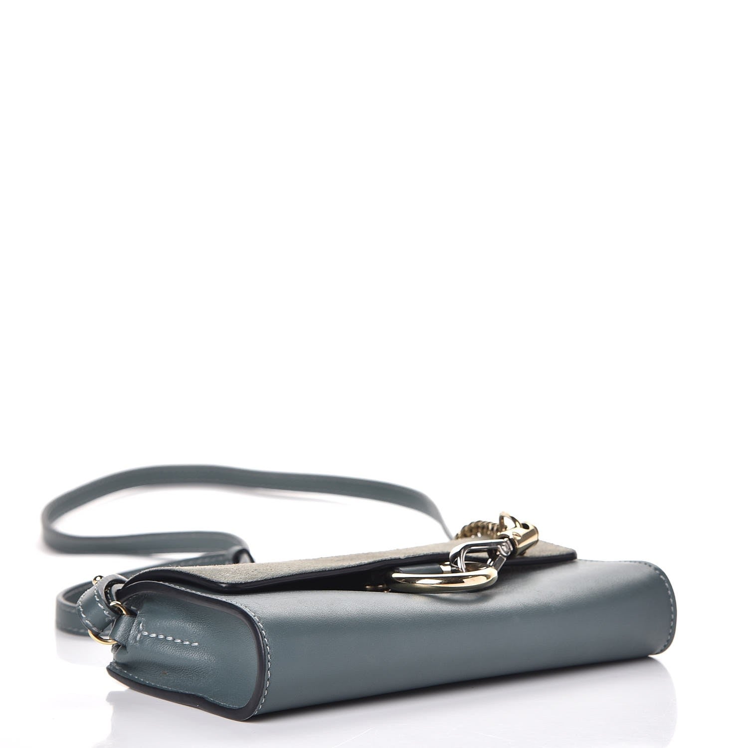 Chloe Suede Calfskin Faye Wallet On Strap Cloudy Blue 4 of 10