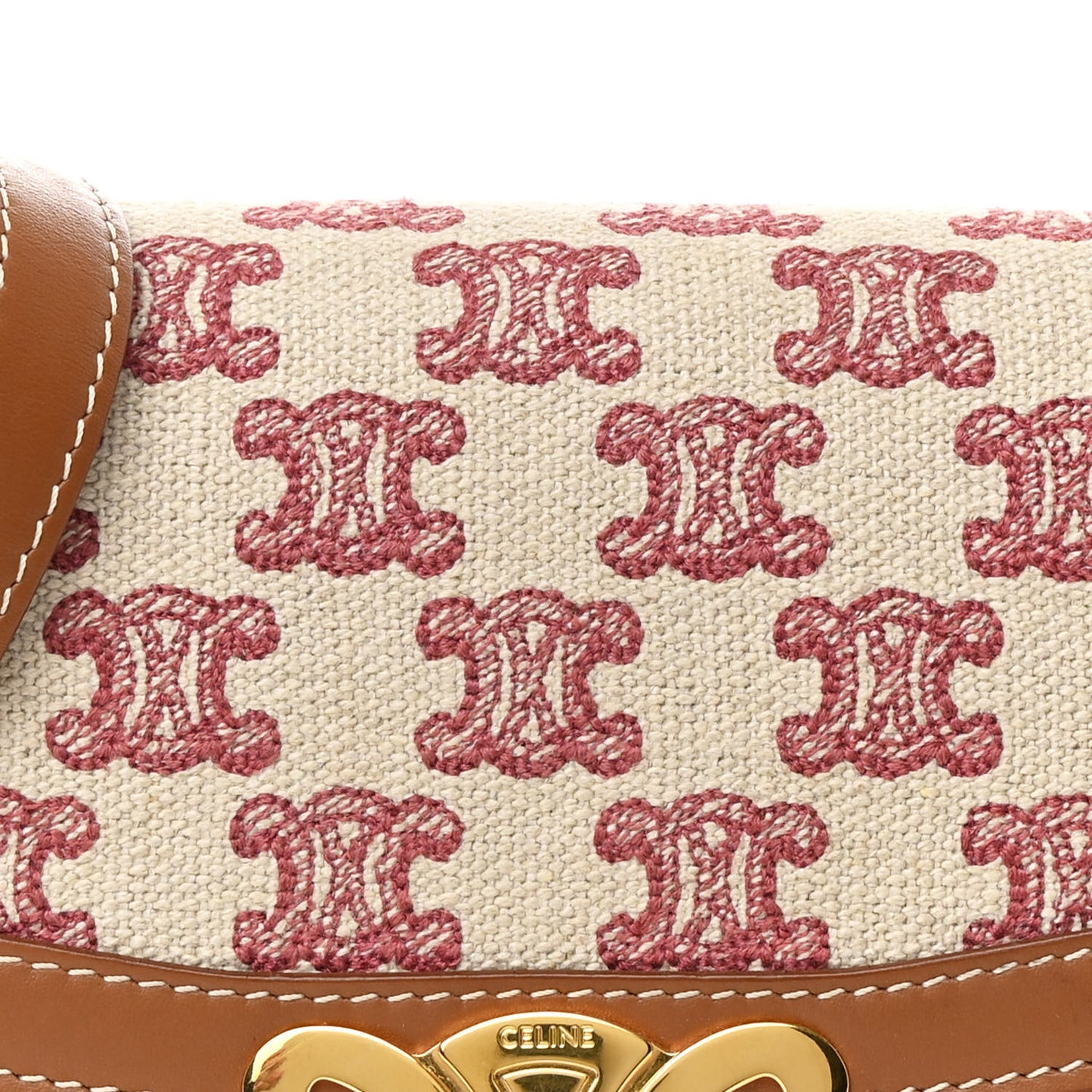 Canvas Calfskin Triomphe Embroidered Teen Triomphe Bag Vintage Pink