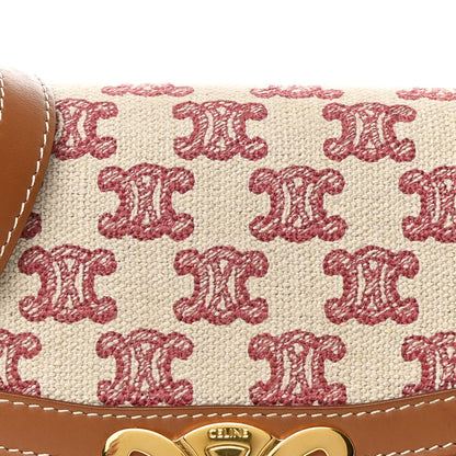 Celine Canvas Calfskin Triomphe Embroidered Teen Triomphe Bag Vintage Pink 11 of 15