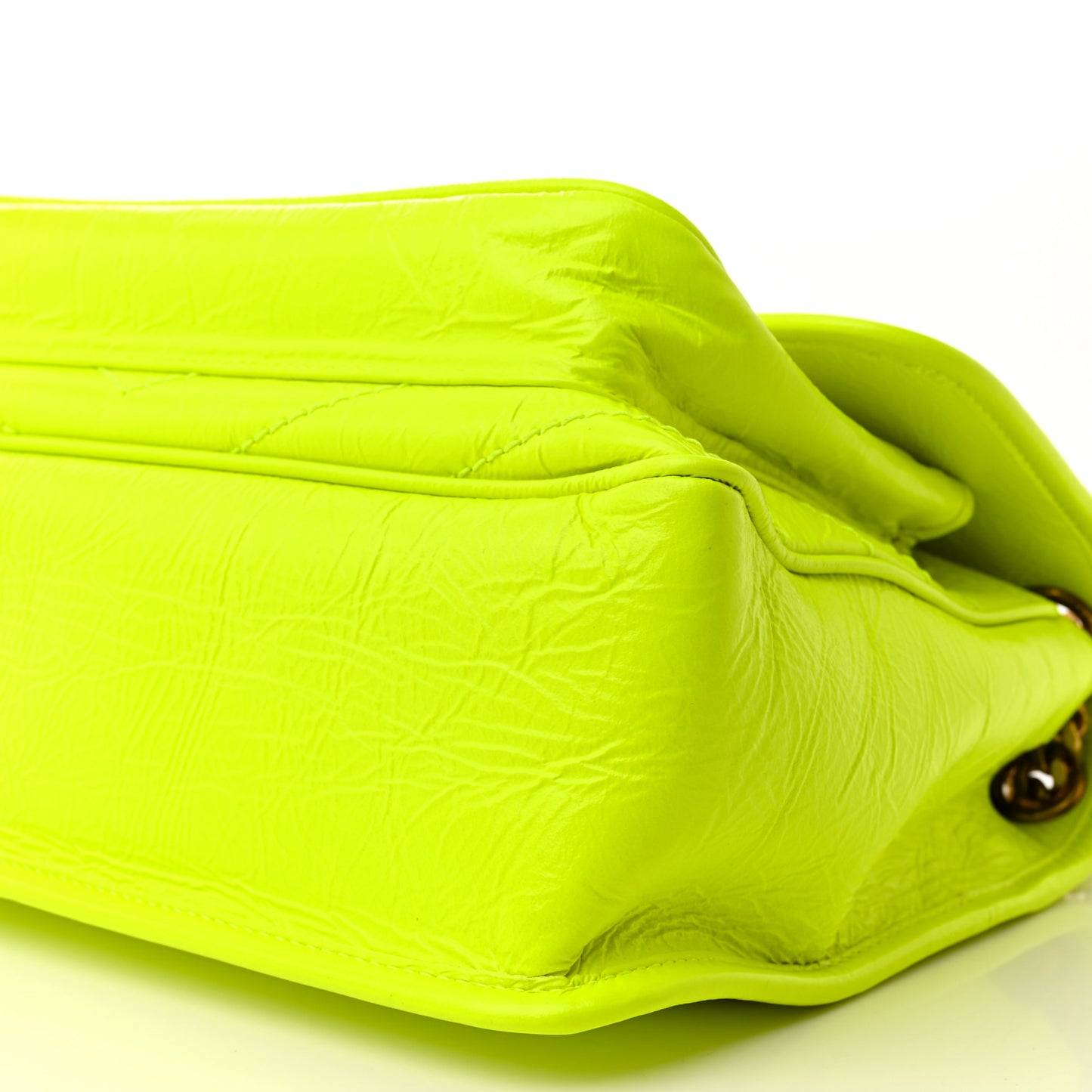Crinkled Calfskin Matelasse Monogram Medium Niki Chain Satchel Neon Yellow
