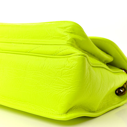 Saint Laurent Crinkled Calfskin Matelasse Monogram Medium Niki Chain Satchel Neon Yellow 10 of 12