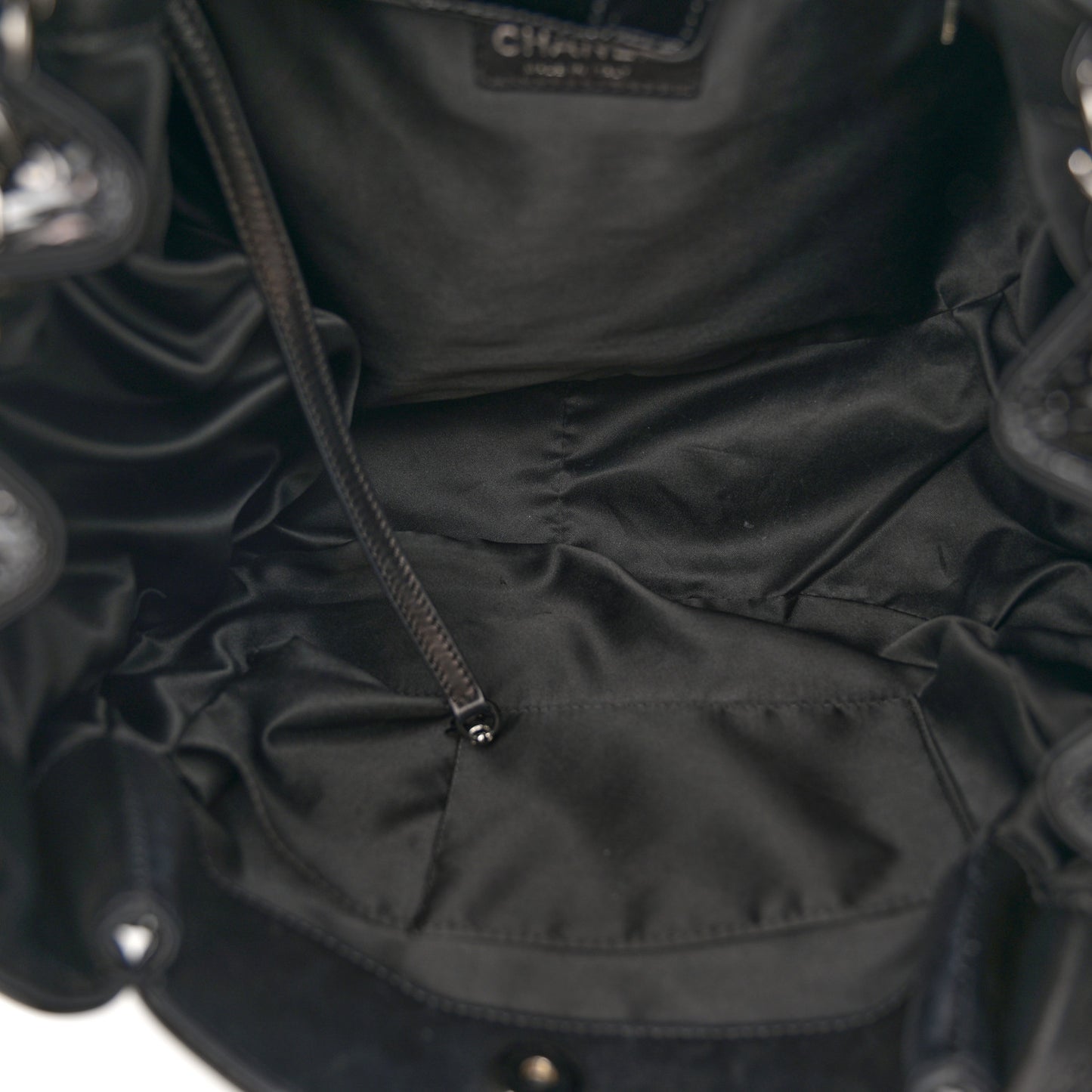 Patent Camellia Shoulder Bag Black