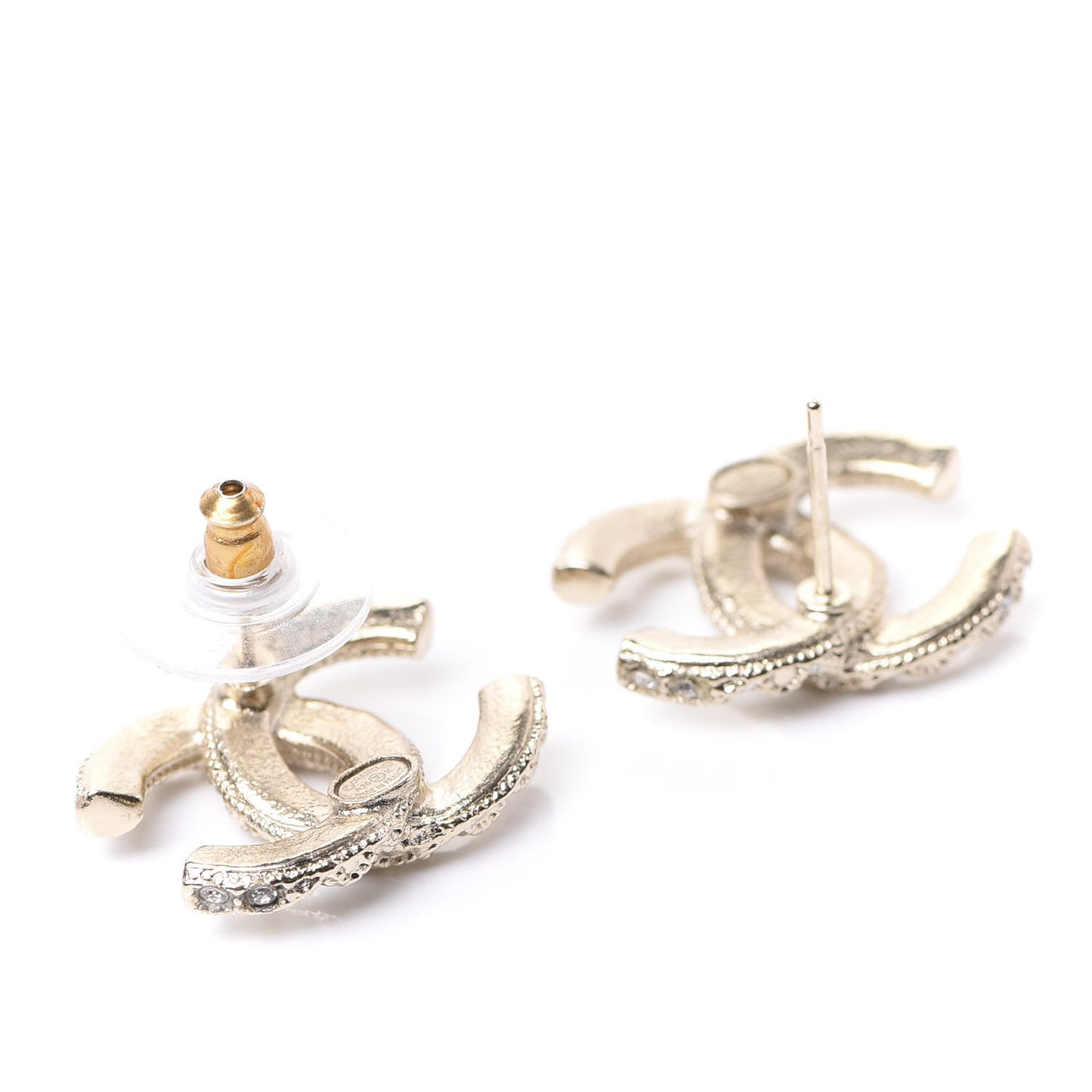 Crystal CC Earrings Light Gold