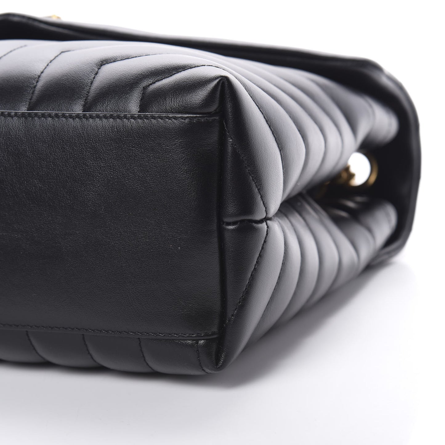 Calfskin Y Quilted Monogram Medium Loulou Chain Satchel Black
