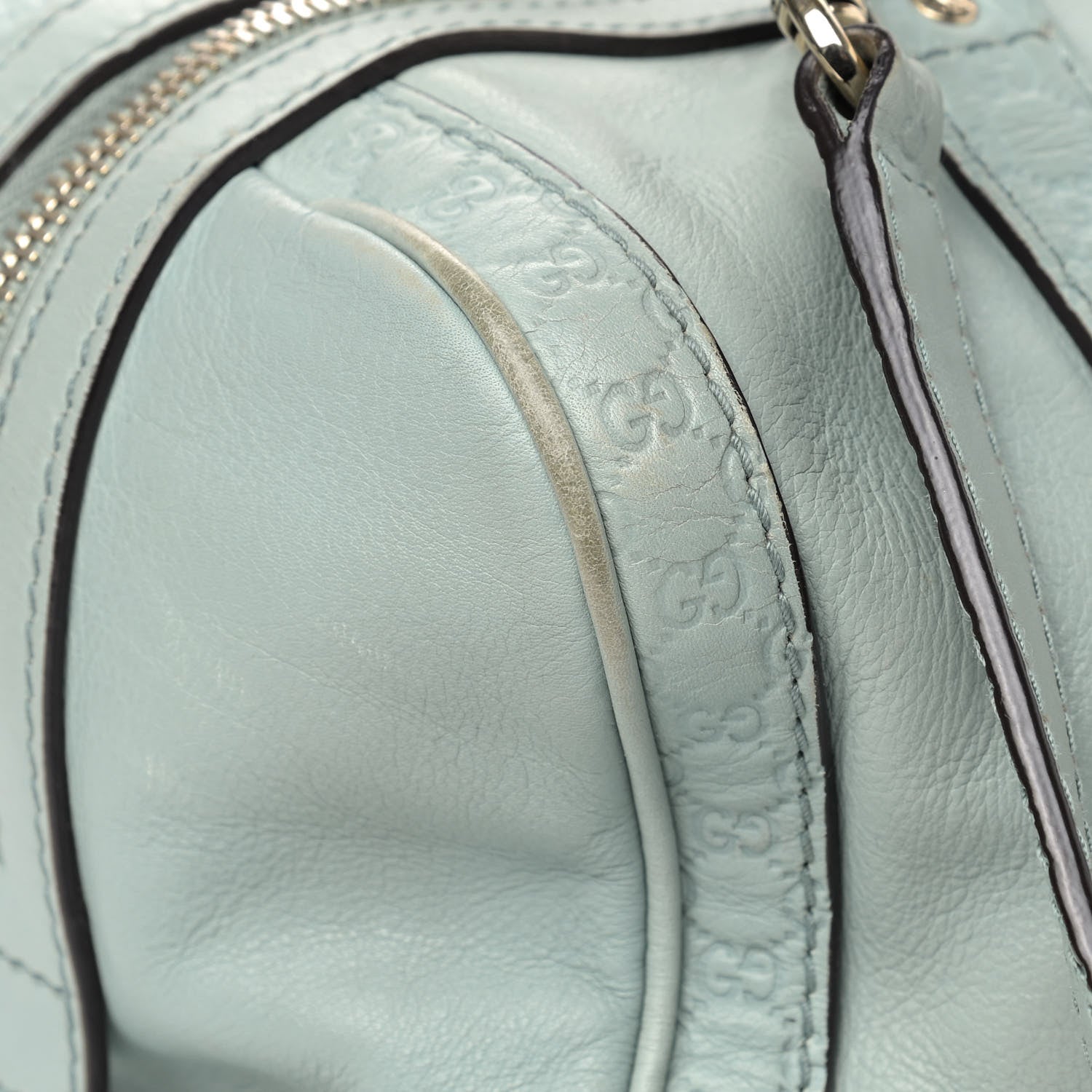 Gucci Calfskin Microguccissima Trim Small Boston Light Blue 12 of 14