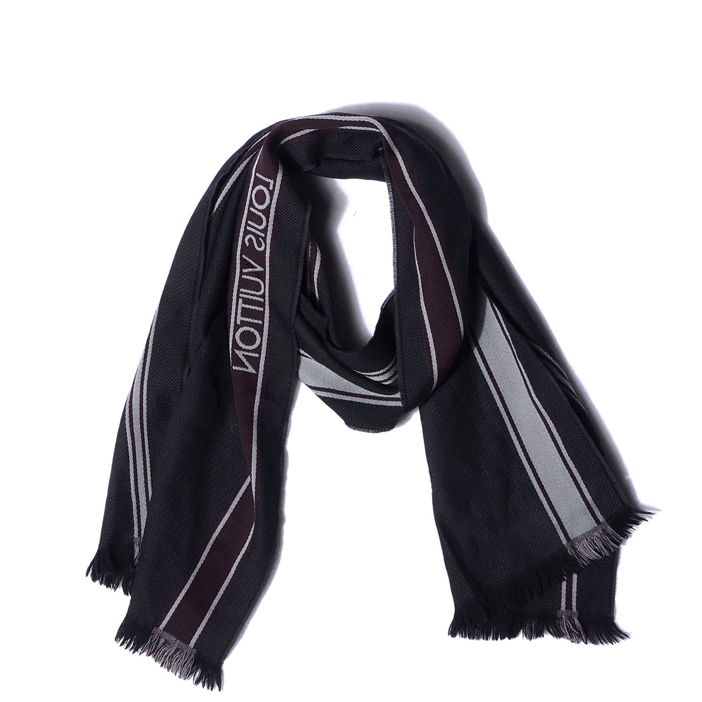 Wool Messager Damier Geant Scarf Black